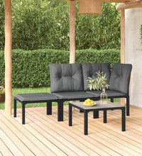 4-tlg. Garten-Lounge-Set Schwarz und Grau Poly Rattan