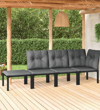 4-tlg. Garten-Lounge-Set Schwarz und Grau Poly Rattan