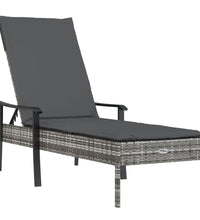 Sonnenliege mit Auflage Grau Poly Rattan