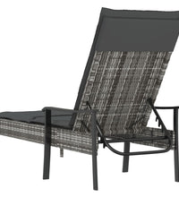 Sonnenliege mit Auflage Grau Poly Rattan