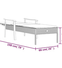 Sonnenliege mit Auflage Grau Poly Rattan