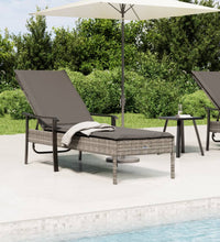 Sonnenliege mit Auflage Grau Poly Rattan