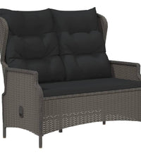 Gartenbank 2-Sitzer mit Kissen Schwarz Poly Rattan