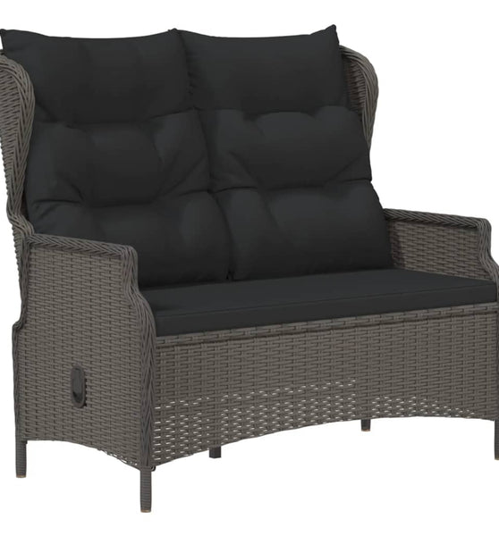 Gartenbank 2-Sitzer mit Kissen Schwarz Poly Rattan