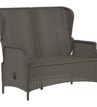 Gartenbank 2-Sitzer mit Kissen Schwarz Poly Rattan