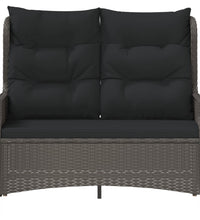 Gartenbank 2-Sitzer mit Kissen Schwarz Poly Rattan