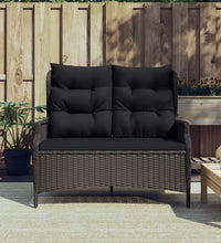 Gartenbank 2-Sitzer mit Kissen Schwarz Poly Rattan