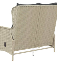 Gartenbank 2-Sitzer mit Kissen Hellgrau Poly Rattan