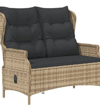 Gartenbank 2-Sitzer mit Kissen Braun Poly Rattan