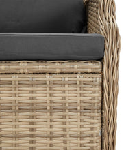 Gartenbank 2-Sitzer mit Kissen Braun Poly Rattan