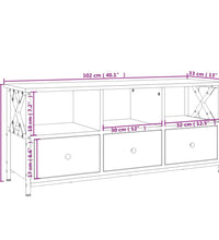 TV-Schrank Braun Eichen-Optik 102x33x45cm Holzwerkstoff & Eisen