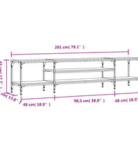 TV-Schrank Grau Sonoma 201x35x45 cm Holzwerkstoff & Eisen