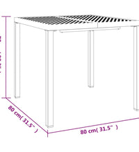 Gartentisch Anthrazit 80x80x72 cm Stahl