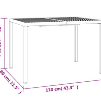 Gartentisch Anthrazit 110x80x72 cm Stahl