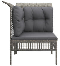 Garten-Ecksofa mit Kissen Grau Poly Rattan