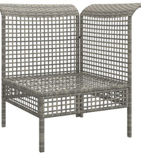 Garten-Ecksofa mit Kissen Grau Poly Rattan