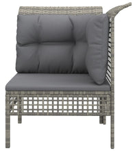 Garten-Ecksofa mit Kissen Grau Poly Rattan