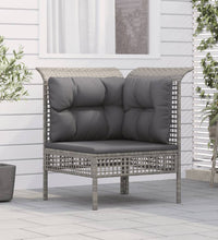 Garten-Ecksofa mit Kissen Grau Poly Rattan