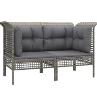 Garten-Ecksofas mit Kissen 2 Stk. Grau Poly Rattan