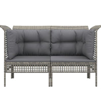 Garten-Ecksofas mit Kissen 2 Stk. Grau Poly Rattan