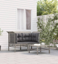 Garten-Ecksofas mit Kissen 2 Stk. Grau Poly Rattan