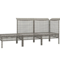 3-tlg. Garten-Lounge-Set mit Kissen Grau Poly Rattan