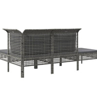 4-tlg. Garten-Lounge-Set mit Kissen Grau Poly Rattan