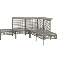 5-tlg. Garten-Lounge-Set mit Kissen Grau Poly Rattan