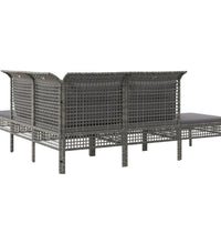 5-tlg. Garten-Lounge-Set mit Kissen Grau Poly Rattan