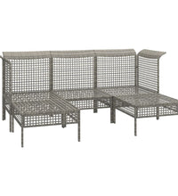 5-tlg. Garten-Lounge-Set mit Kissen Grau Poly Rattan