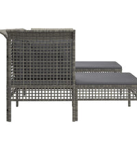 5-tlg. Garten-Lounge-Set mit Kissen Grau Poly Rattan