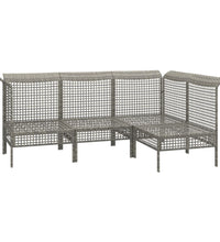 4-tlg. Garten-Lounge-Set mit Kissen Grau Poly Rattan