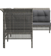 4-tlg. Garten-Lounge-Set mit Kissen Grau Poly Rattan