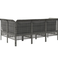 4-tlg. Garten-Lounge-Set mit Kissen Grau Poly Rattan