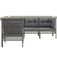 5-tlg. Garten-Lounge-Set mit Kissen Grau Poly Rattan