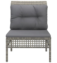 Garten-Mittelsofa mit Kissen Grau Poly Rattan