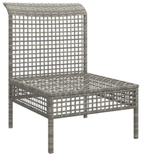 Garten-Mittelsofa mit Kissen Grau Poly Rattan