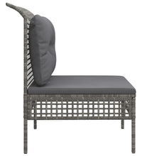 Garten-Mittelsofa mit Kissen Grau Poly Rattan