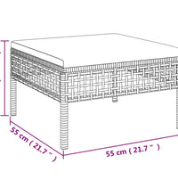 Gartenhocker mit Kissen Grau Poly Rattan