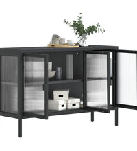 Sideboard Schwarz 105x35x70 cm Glas und Stahl