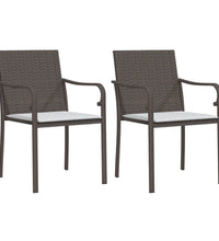Gartenstühle mit Kissen 2 Stk. Braun 56x59x84 cm Poly Rattan