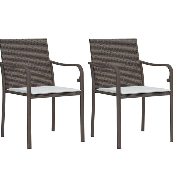 Gartenstühle mit Kissen 2 Stk. Braun 56x59x84 cm Poly Rattan