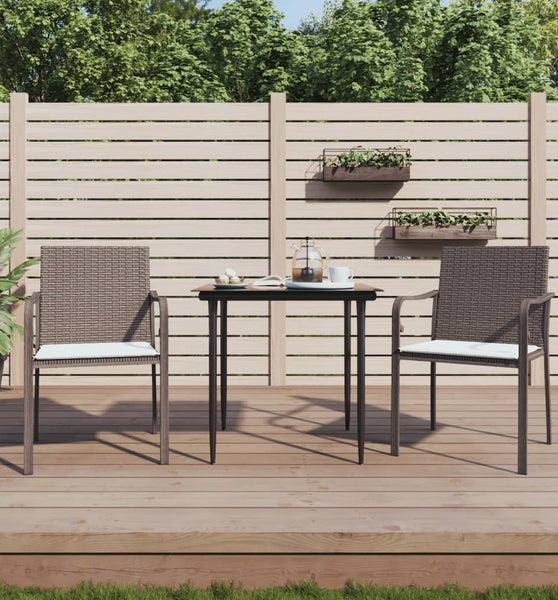 Gartenstühle mit Kissen 2 Stk. Braun 56x59x84 cm Poly Rattan