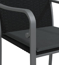 Gartenstühle mit Kissen 2 Stk. Schwarz 56x59x84 cm Poly Rattan