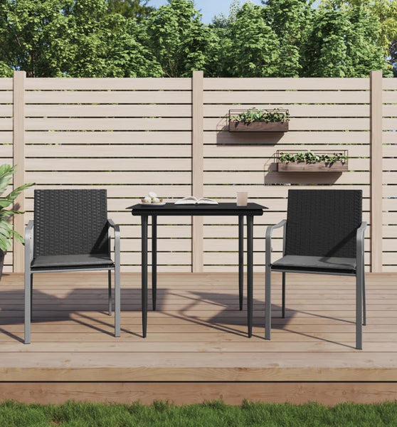 Gartenstühle mit Kissen 2 Stk. Schwarz 56x59x84 cm Poly Rattan