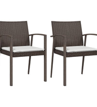 Gartenstühle mit Kissen 2 Stk. Braun 56,5x57x83 cm Poly Rattan