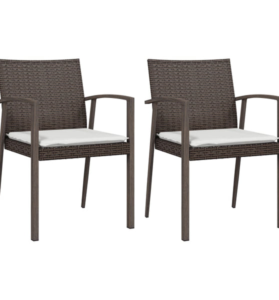 Gartenstühle mit Kissen 2 Stk. Braun 56,5x57x83 cm Poly Rattan