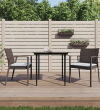 Gartenstühle mit Kissen 2 Stk. Braun 56,5x57x83 cm Poly Rattan