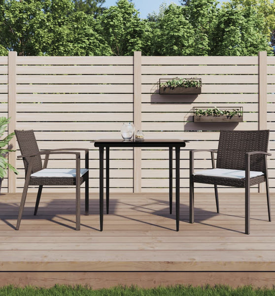 Gartenstühle mit Kissen 2 Stk. Braun 56,5x57x83 cm Poly Rattan