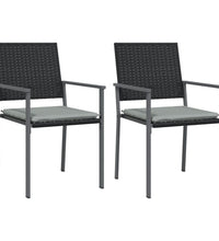 Gartenstühle mit Kissen 2 Stk. Schwarz 54x62,5x89cm Poly Rattan